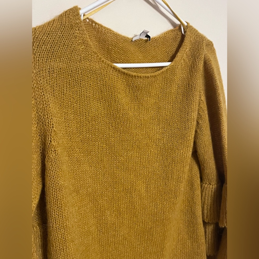 Mustard Ruffle Sleeve Sweater - Picture 3 of 5